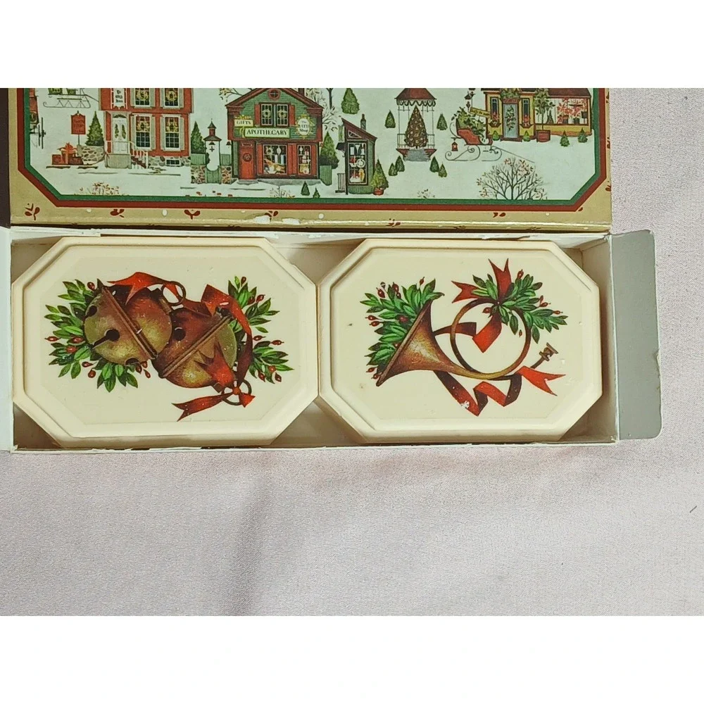 Avon Country Christmas Decal Soaps 3 Ounces Each With Box Vintage 1982